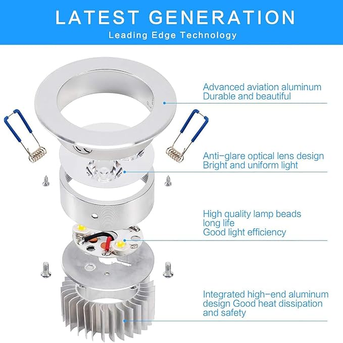 POCKETMAN 10 Pack, 110V 4W Dimmable LED Ceiling Light Downlight,Warm White Spotlight Lamp Recessed Lighting Fixture,with LED Driver