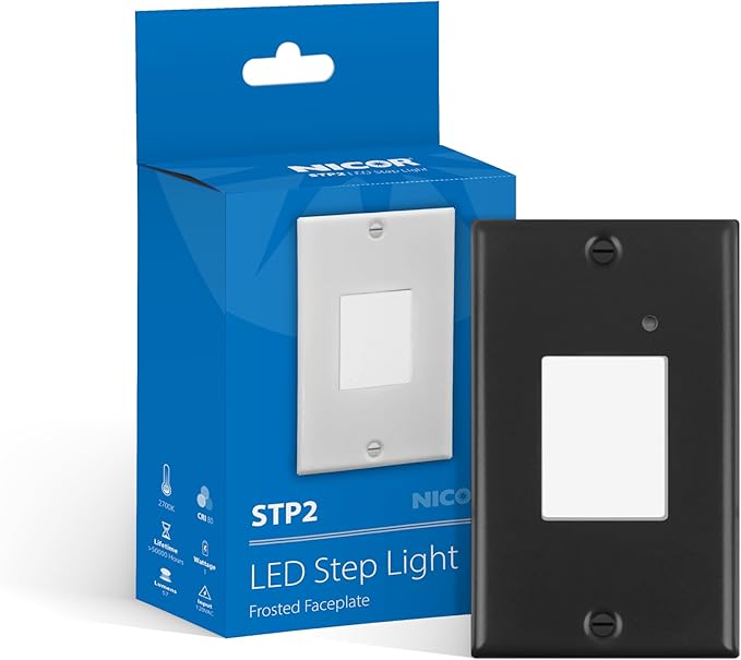 NICOR Lighting STP2 Frosted Black LED Step Light with Photocell (STP2F120BKPC)