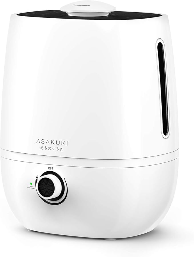 ASAKUKI Premium Cool Mist Humidifier, Large 4L Capacity Ultrasonic Diffuser Vaporizer, Whisper-Quiet Air Humidifier for Home,Office,Bedroom,Baby, Lasts Up to 20-60 Hours