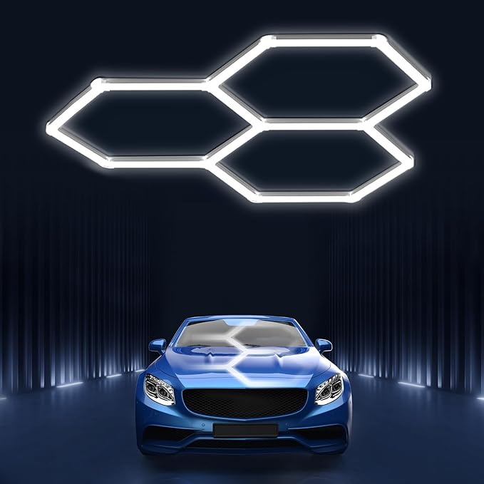 Hexagon led Lights: DIY Ceiling LED Gym Light Hexagon Garage Lights 16660LM Bigger Size for Basement Warehouse Workshop Barbershop Car Care Wash Room Auto Beauty Shop Exhibition Hall 3 Grids 6500K