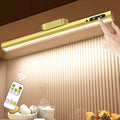 Hapfish Battery Powered Operated Wall Strip Lights, Rechargeable Magnetic LED Light Bar with Remote Control, Dimmable Desk Lamp, Under Cabinet Lighting Wireless for Picture Mirror Closet Room – Gold