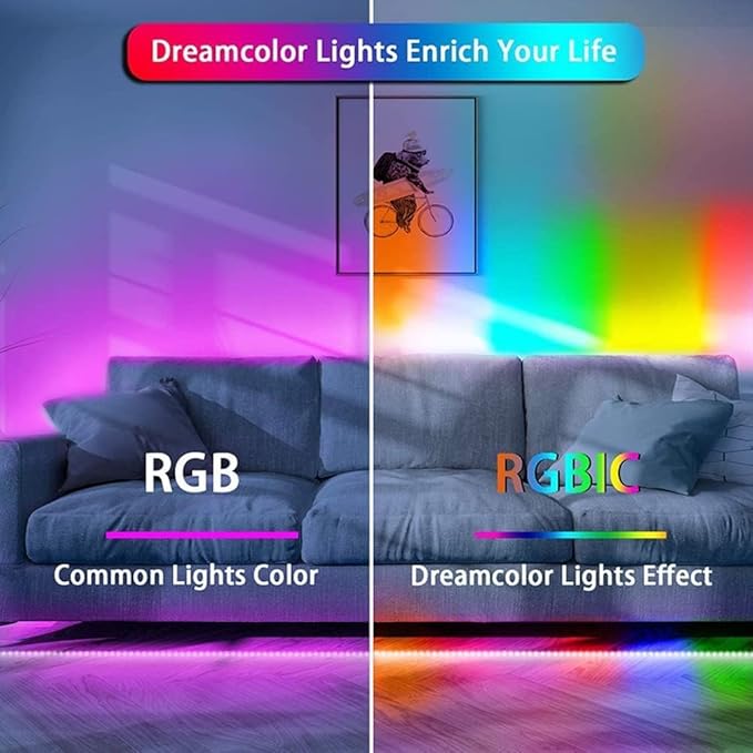 WS2812B RGB LED Strip, Individually Addressable LED Strip, Chasing Effects Dream Color 5050SMD 3.2FT 144 LED Pixel Strip Rope Light DC 5V (Black PCB 3.2FT 144Pixels/m IP30)