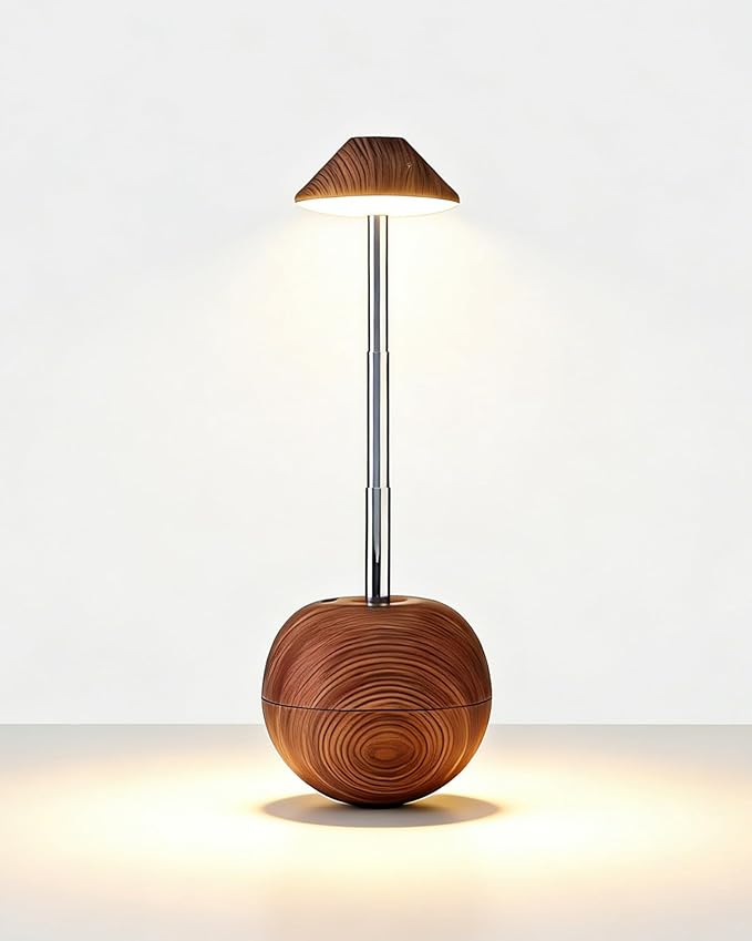 yadoker Tumbler Table Lamp with Remote, Cordless Touch Bedside Lamp, Rechargeable USB Small Lamp for Nightstand, Multiple Colors Dimmable Mushroom Shape Night Light for Nursery, Bedroom (Walnut)