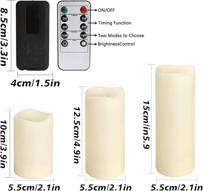 48- Pack of 3 Sizes of LED Flameless Candles.This Candle is Suitable for café, Fancy Restaurant, Bookstore and Other Scenes to Create a Relaxing and Romantic Atmosphere.