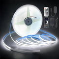 Aclorol 50FT COB LED Strip Lights 24V Cold White 6000K Dimmable LED Light for Bedroom with Remote and App Control 8mm Width LED Flexible Tape Lights for Cabinet Room Kitchen Mirror TV Bookshelves