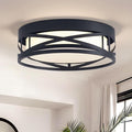 Modern LED Ceiling Light Fixture, Square LED Flush Mount Hallway Light Fixtures, Farmhouse Black Close to Ceiling Light for Hallway Bedroom Balcony Porch Stairway Ceiling Lamp (Round, 3000K)