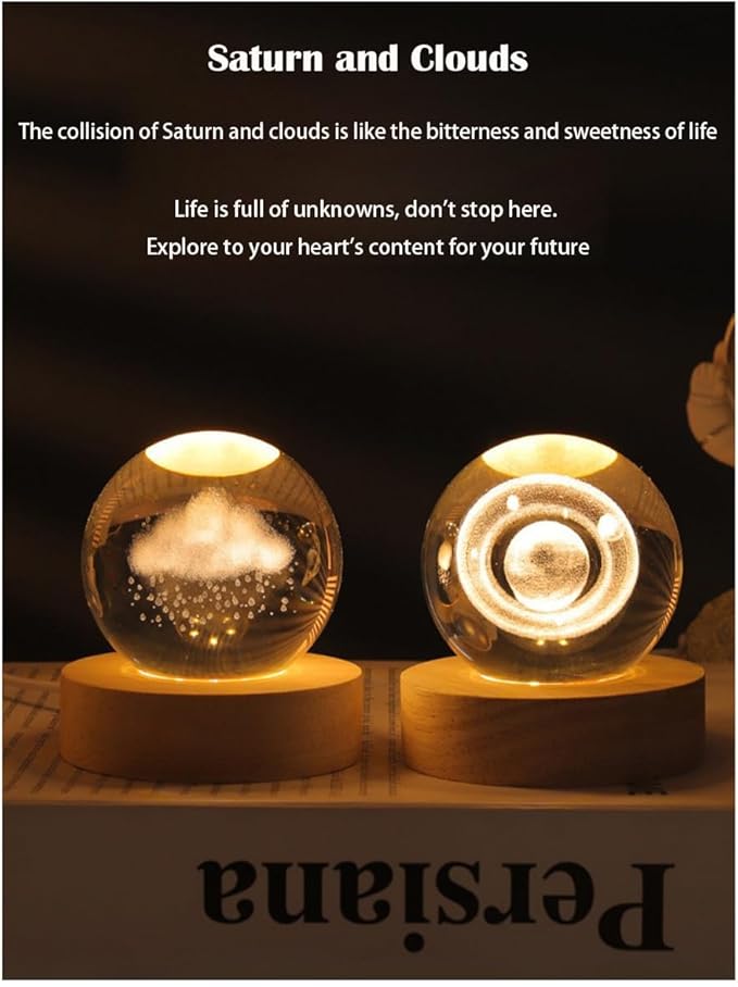 3D Crystal Ball Night Light Mood Lighting Cozy Comfort Gifts Home Decor lamp for Bedroom Space Lamps Happy Cozy Comfort Gifts (Rain Clouds)