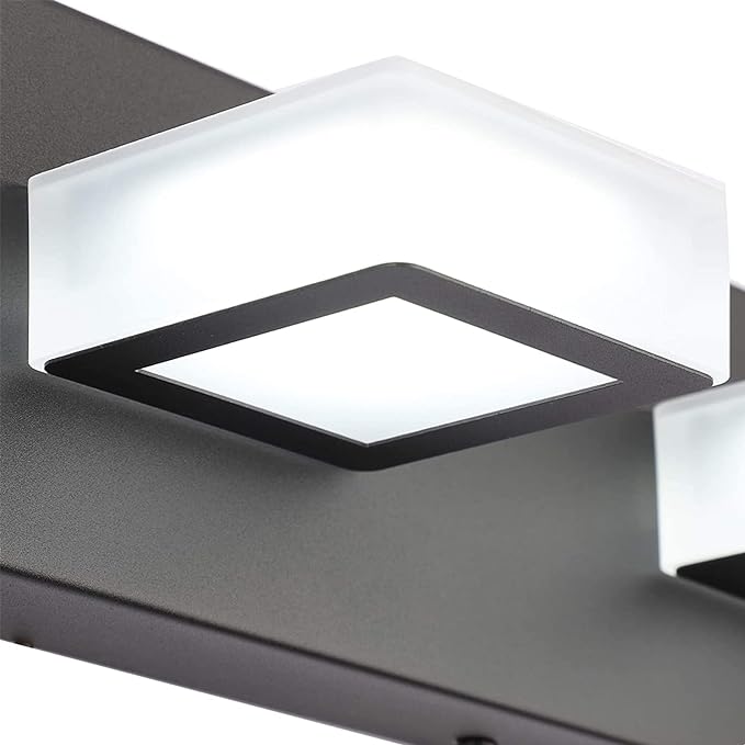 Ralbay 5 Color Temperature Black Vanity Lights for Bathroom Dimmable Acrylic Modern LED Black Bathroom Lighting Fixtures Over Mirror