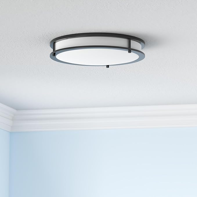 ASD LED 16" Round Flush Mount Lighting, Close to Ceiling Light Fixture | 3CCT, Dimmable, Energy Star, ETL Listed | 24W 1854LM 3000-5000K 120V | Low Profile Double Ring Lamp | Dark Bronze, 4 Pack