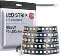 BTF-LIGHTING 5050 RGBW RGB+Warm White(2700K-3000K) 4 Colors in 1 LED 5m 16.4ft 96LED/m DC24V Multi-Colored LED Tape Lights IP67 Waterproof Black 14mm PCB for Home Decoration(No Adapter or Controller)