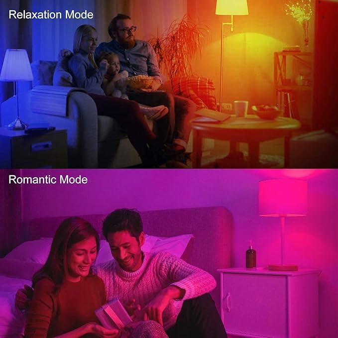 SUNNEST LED Light Bulbs, 2 Pack Dimmable E26 LED Light Bulb, 10W RGBW Color Changing Light Bulb with Remote Control, Decorative Lights, Mood Light Bulb, Great for Home Decor, Stage, Party and More