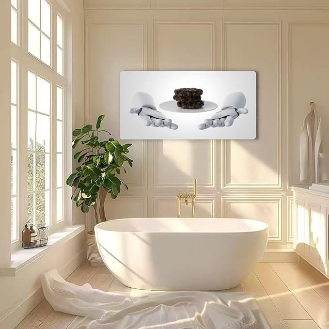 Wibinuki Wall Art Wall Decor Wall Paintings D rendering of robotic arms holding stack of beef pties for Living Room Bedroom Bathroom Home Decor Can Be Hung Directly 20"x 40"