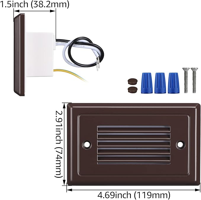 LEONLITE 120V Line Voltage Dimmable LED Step Lights, 3000K Warm White 3W 150LM, Indoor Outdoor Landscape Stair Light, CRI90, Aluminum, ETL Listed, Oil Rubbed Bronze, Pack of 6