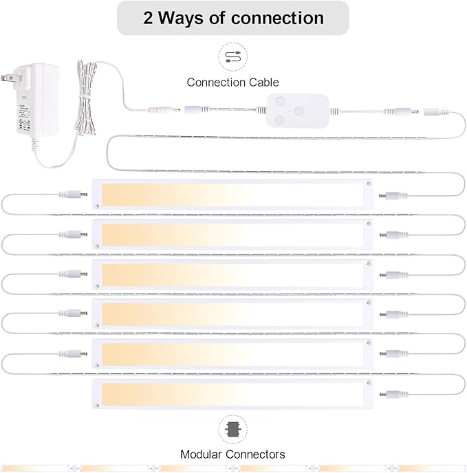 6pack 12inch Dimmable LED Under Cabinet Light Kit, 2700K to 6000K Smart LED Under Counter Lighting Fixture, Compatible with Alexa, Google Assistant, for Kitchen, Pantry, Shelf (White)