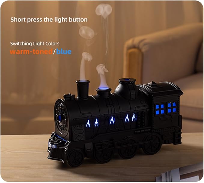 300ml Train Essential Oil Diffuser, Aromatherapy Humidifier with Dual-Color LED Light, Perfect for Home Office Bedroom Decor (Includes Remote)