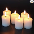 Eldnacele Flameless Flickering Votive Candles with Timer, Battery Operated Real Wax Realistic Black Wick LED Pillar Candle D2” x H3” Set of 6 White(Battery Included)