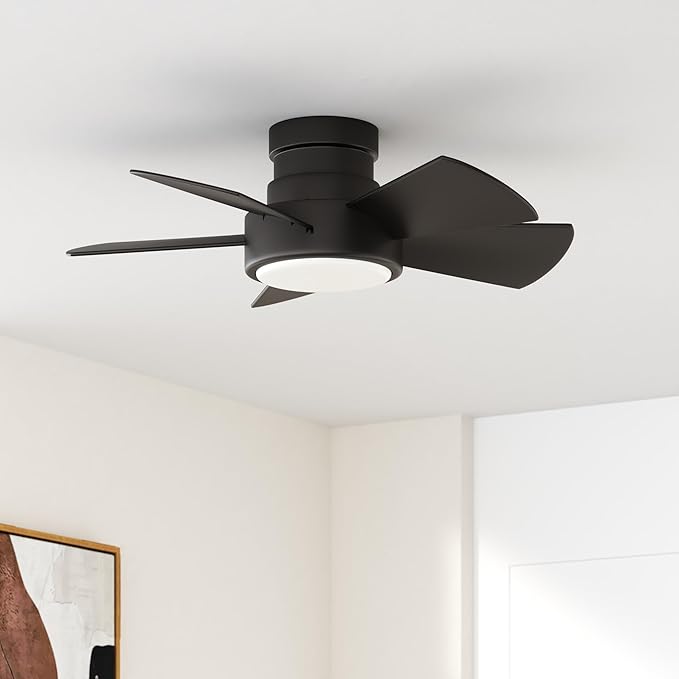 Vox Smart Indoor and Outdoor 5-Blade Flush Mount Ceiling Fan 38in Bronze with 3000K LED Light Kit and Remote Control works with Alexa, Google Assistant, Samsung Things, and iOS or Android App