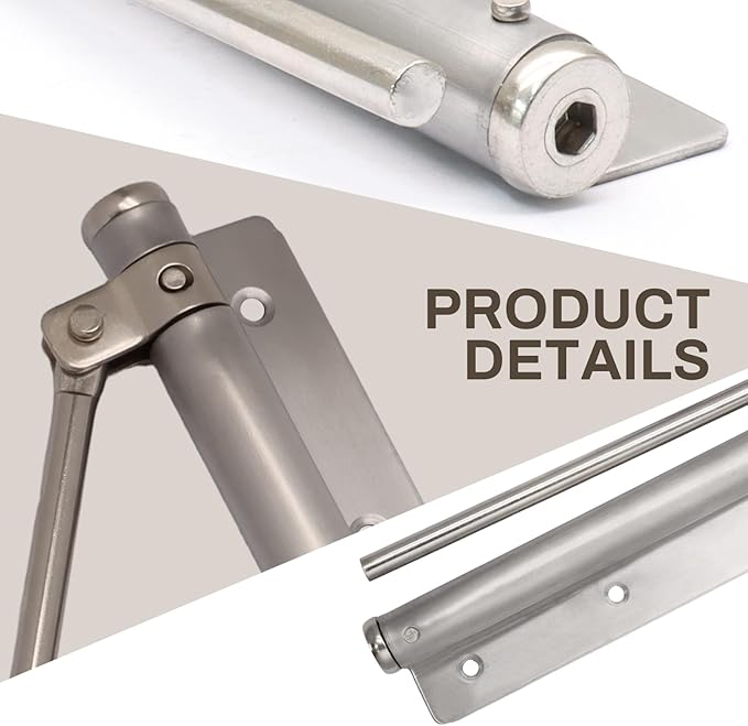 Litoexpe Automatic Door Closer, Safety Spring Door Closers Auto Soft Close, Adjustable Catch Speed with Arm, Silver