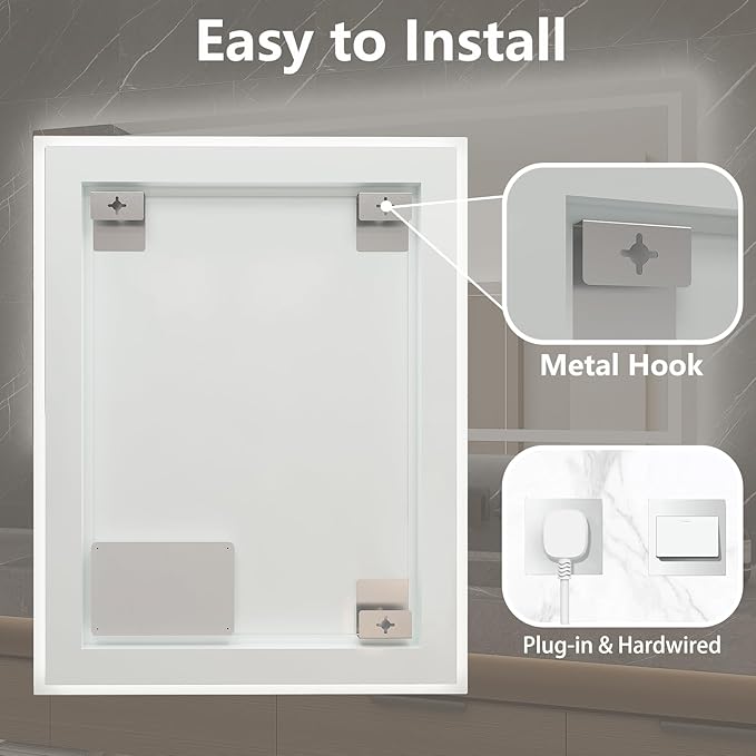 LED Mirror for Bathroom 60x30 Lighted Bathroom Vanity Mirrors with Lights, Brighter Frontlit and Backlit Anti-Fog Mirror, Tempered Glass, Dimmable 3 Colors Light Modes, Memory Function