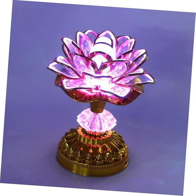 1Pc Color Changing LED Lotus Lamp Elegant Hall Light Ornament for Home Decoration for Living Room Bedroom and Meditation Spaces