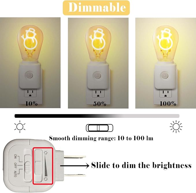 LED Night Light Plug-in with Smart Dusk-to-Dawn & Motion Sensor, 1W 10-100LM Dimmable, 2200K, for Bedroom, Hallway, 1 Pack