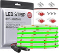 BTF-LIGHTING FCOB COB LED Strip Green Color 480LEDs/m 16.4FT DC12V Flexible High Density Uniform Light 8mm Width Bright Dimmable for Bedroom Indoor Decor(No Adapter or Controller)