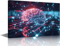 Digital Human Brain Canvas Printing Futuristic Technology Wall Art for Living Room AI Artwork Wall Art Artificial Intelligence Picture Frames Collage Wall Decor Canvas Artwork House 24"Wx36"Hx1 Panel