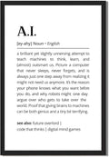 Framed AI definition poster Canvas Print Art Modern Minimalist Aesthetic Wall Art Pictures Wall Decor Stunning for Office Apartment Home Decor (Black Framed,16" Lx24 W)