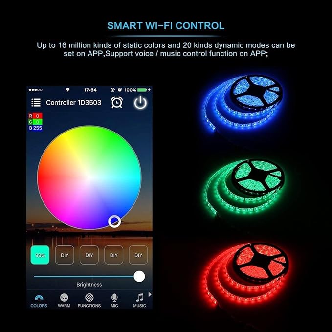 iNextStation Smart RGB WiFi LED Controller 4-Pin Output Compatible with Alexa/Google Home Assistant/IFTTT Android/iOS for SMD 3535 5050 2835 Color Changing LED Strip Lights (2-Port)