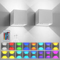 LED RGB Wall Lights for Room Decor, 16 Colors Remote Control, 6000mAh Battery Operated Rechargeable Dimmable Cordless Wall Sconces Set of 2 for Bedroom Living Room