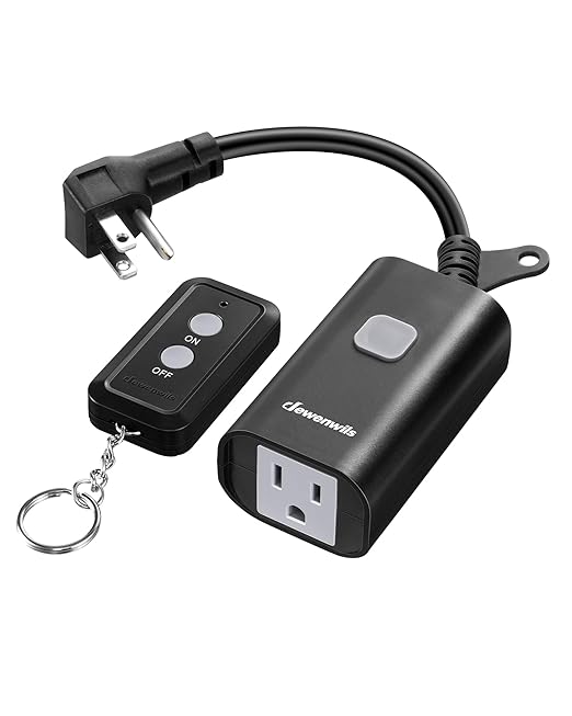DEWENWILS Outdoor Remote Control Outlet, 15A Wireless Remote Control Switch, 100FT Control Range & 14AWG SJTW Power Cord, Weatherproof for Lights Outdoor Appliances