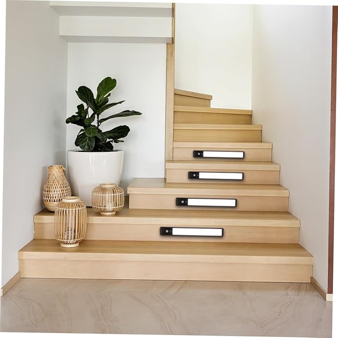 4 Pcs Under Cabinet LED Lights with Smart Motion Sensor Automatic Off Bright Illumination for Kitchen Hallway Stairs Versatile Stick Lights for Indoor Use