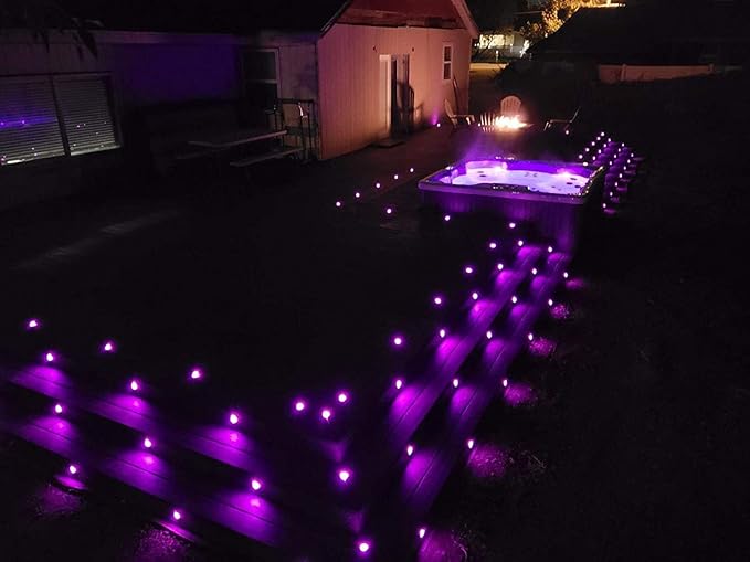 Sumaote LED Deck Lights Kit RGBW 30pcs Φ1.22 Low Voltage Recessed Deck Lamp In-ground Lights Waterproof Outdoor Yard Path Stairs Steps Landscape Decor, Multicolor & Warm White Lighting, Black Shell