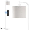 Floor Lamp with Linen Shade, Dimmable Tall Standing Lamp with Remote Control & 3 Color Temperatures, Modern Corner Floor Lamps for Living Room Bedroom Office, 9W LED Bulb Included