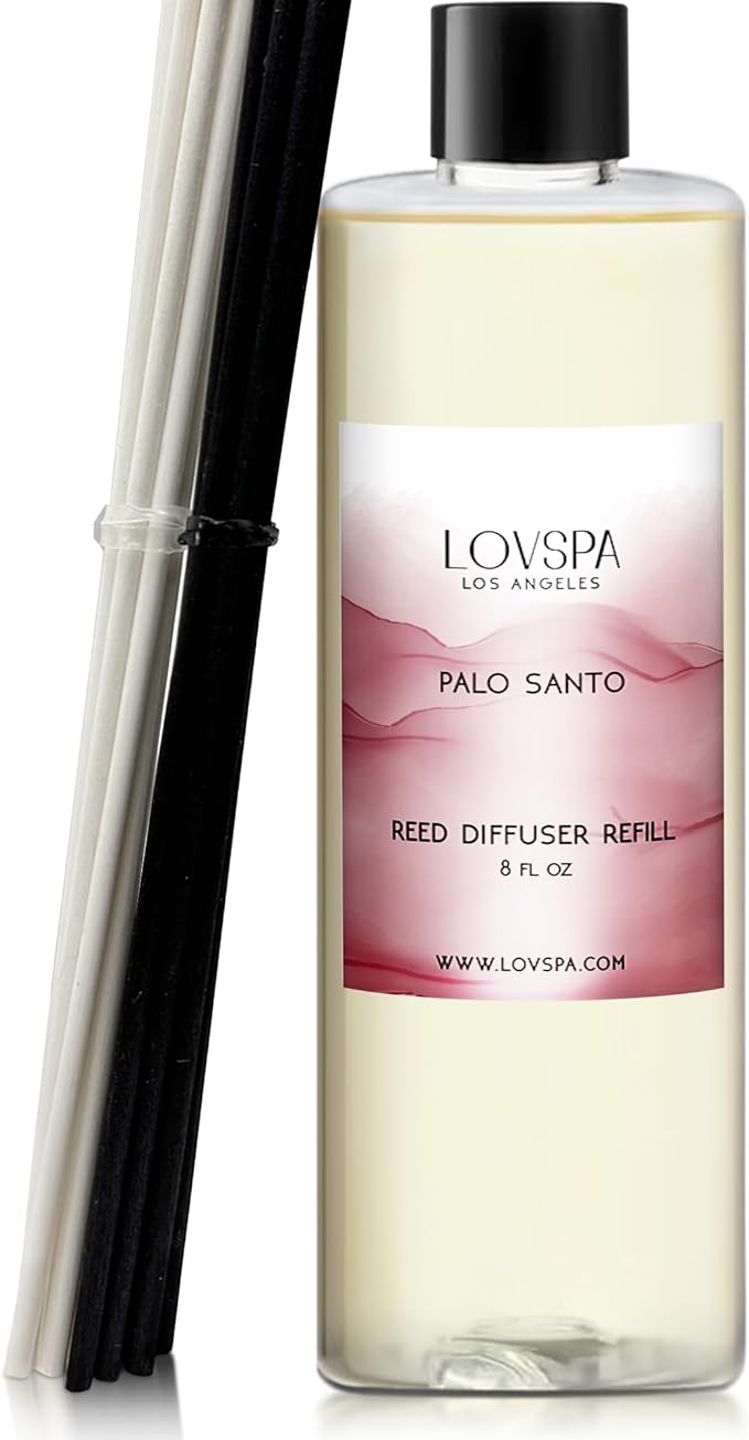 LOVSPA Palo Santo Diffuser Oil - Essential Oils for Diffuser Refill & Air Freshener Room Spray - Long-Lasting & Natural Home Fragrance, Scented Oil for Diffusers, USA Made, 8 oz