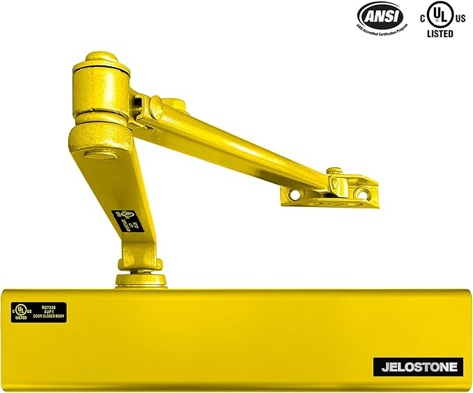 Heavy Duty, Commercial Door Closer D8000DA, ANSI Grade 1, UL 3 Hour Fire Rated, ADA Compliant, Delayed Action, Adjustable Spring Size 1-6 for Doors(44-330LB/30-60 in), Indoor/Outdoor (Brass Gold)