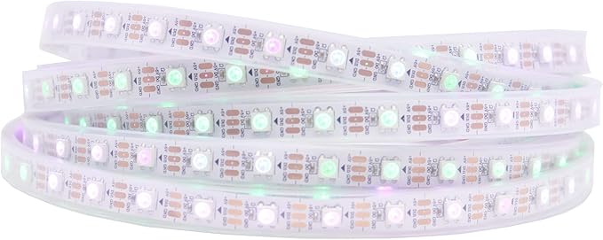 WS2812B IC RGB 5050SMD ECO Individual Addressable LED Strip Light, 16.4FT 300LED 60LED/m Flexible Full Color IP67 Waterproof DC5V White PCB for DIY Project (No Power Adapter or Controller)