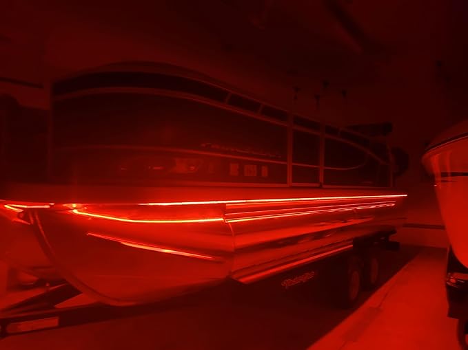 Green Blob Outdoos Pimp My Pontoon Boat Neon Red Under Deck Glow Lighting Kit Professional Grade Complete Kit (Red, 19ft)