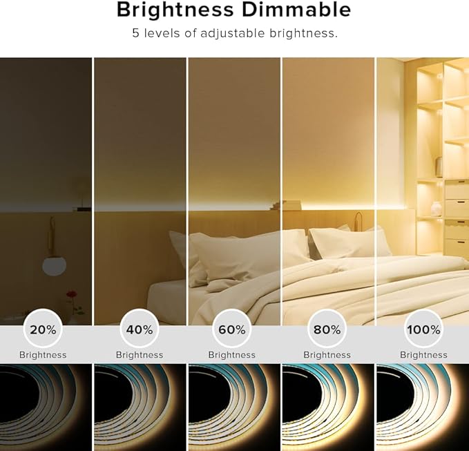 BTF-LIGHTING FCOB COB FOB LED Strip Lights 5V USB Powered 6.56FT 640LEDs Natural White 4000K 8mm Width Dimmable CRI 90+ with 3M Tape Flexible High Density for 3D Printer TV Backlight PC DIY Decor