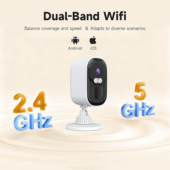 Security Cameras Wireless Outdoor, 2.5K Battery Camera, 2.4G/5GHz WiFi, Spotlight & Siren Alarm, Color Night Vision, AI Motion Detection, Waterproof, Magnetic Mount, Compatible with Alexa