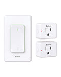 2-Gang Remote Control Outlet Plug Switches, Upgrade Dual Switch Design, Removable Double Wireless Light Switches, No Wiring No WiFi, 300 ft, 15A/1500W, Expandable, for Household Appliances
