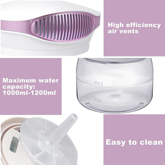Water Air Purifiers for Home, Variable Speed Air Washer Aroma Diffuser, Quiet Rainbow Air Purifier with Water, Air Washer Humidifier, Essential Oils Fresher With Night Light for Home, Bedroom, Purple