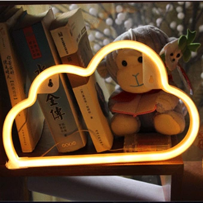 BEMOMENT Cloud Neon Light Signs Wall Decor Battery and USB Operated Bedside Lamps Home Decoration for Living Room,Children's Bedroom,Party,Christmas & Birthday Present(White)