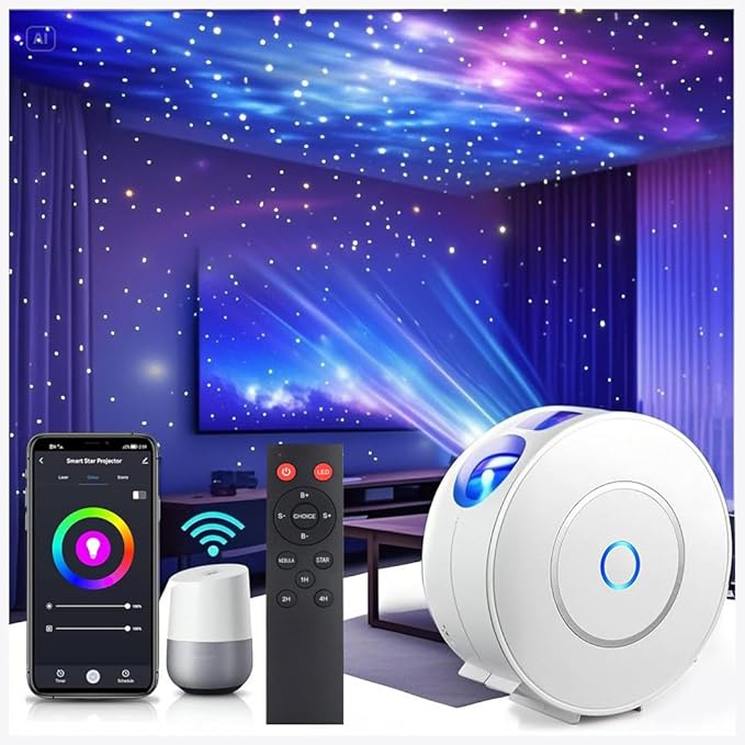 Rare Blue Laser Star Projector with Remote Control,Premium ABS Build & HD Lens, Ultra-Soft Realistic Nebula, Dimmable 16M Colors for Bedroom/Game Room/Party(Blue Stars)
