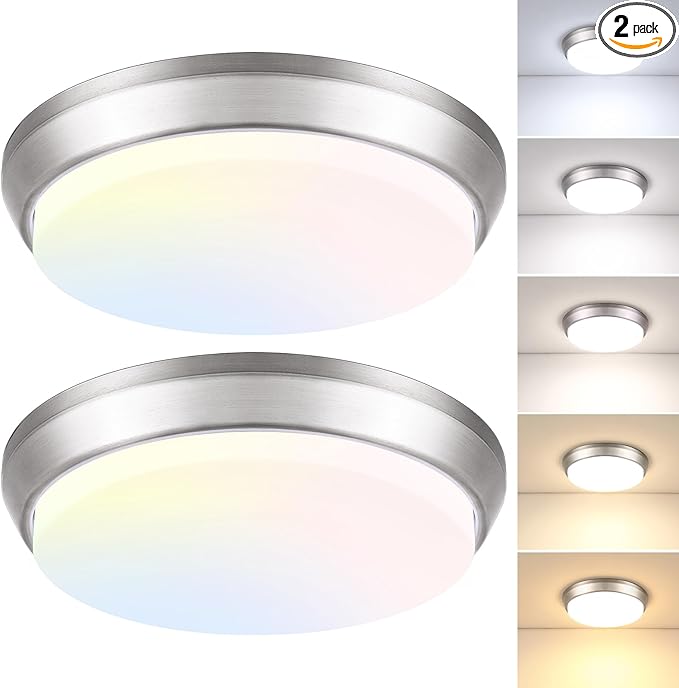 13 Inch Dimmable LED Ceiling Light Fixture, 4000 Lumens Super Bright 36W Flush Mount Ceiling Light, 2700K/3000K/4000K/5000K/6500K Adjustable Modern Ceiling Lamps for Bedroom Kitchen Bathroom, 2 Packs
