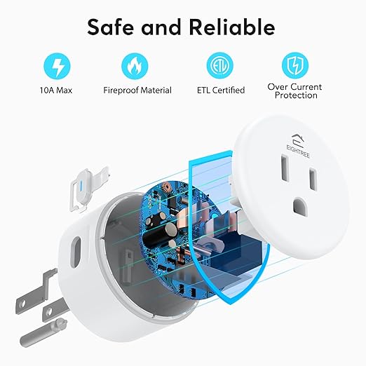 EIGHTREE Smart Plug, Smart Home WiFi Outlet Compatible with Alexa & Google Home, Smart Socket with Remote Control & Timer Function, 2.4GHz WiFi Only