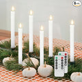 Flameless Taper Candles with Remote, 6 Pack Real Wax LED Battery Operated Candle with Flickering Flame, Safe Home Décor for Living Room, Bedroom, and Dining Table, Dripping Wax White