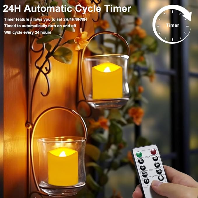 Jialine Rechargeable Tea Lights with Remote Timer, Battery Operated Flameless Votive Tea Lights Candles, USB Tealights Candles for Weddings,Parties,Halloween,Home Decor Seasonal Decor(6 Pack)