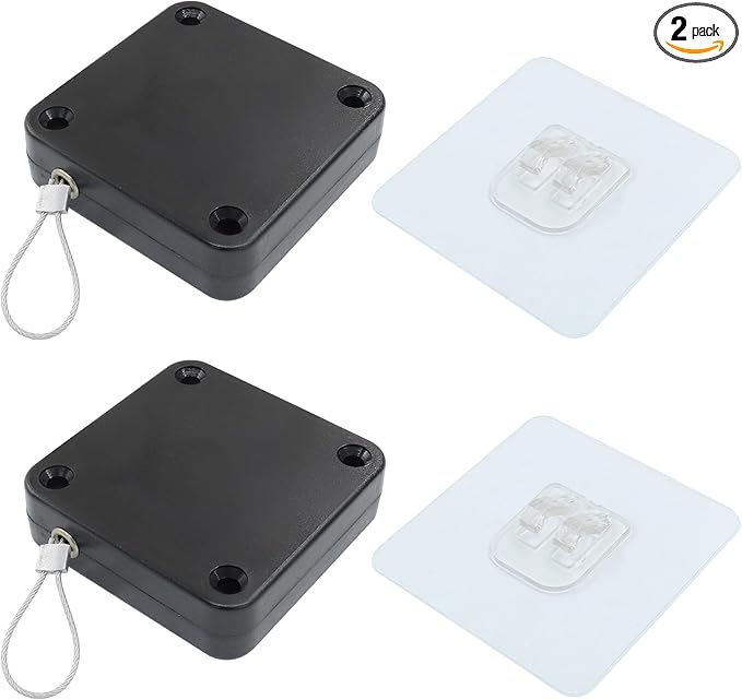 2Pcs Automatic Sliding Door Closer Punch Free Door Closer Automatic Door Closer Steel Drawstring for Bedroom/Bathroom/Office (500g Tension, Black)