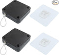 2Pcs Automatic Sliding Door Closer Punch Free Door Closer Automatic Door Closer Steel Drawstring for Bedroom/Bathroom/Office (500g Tension, Black)